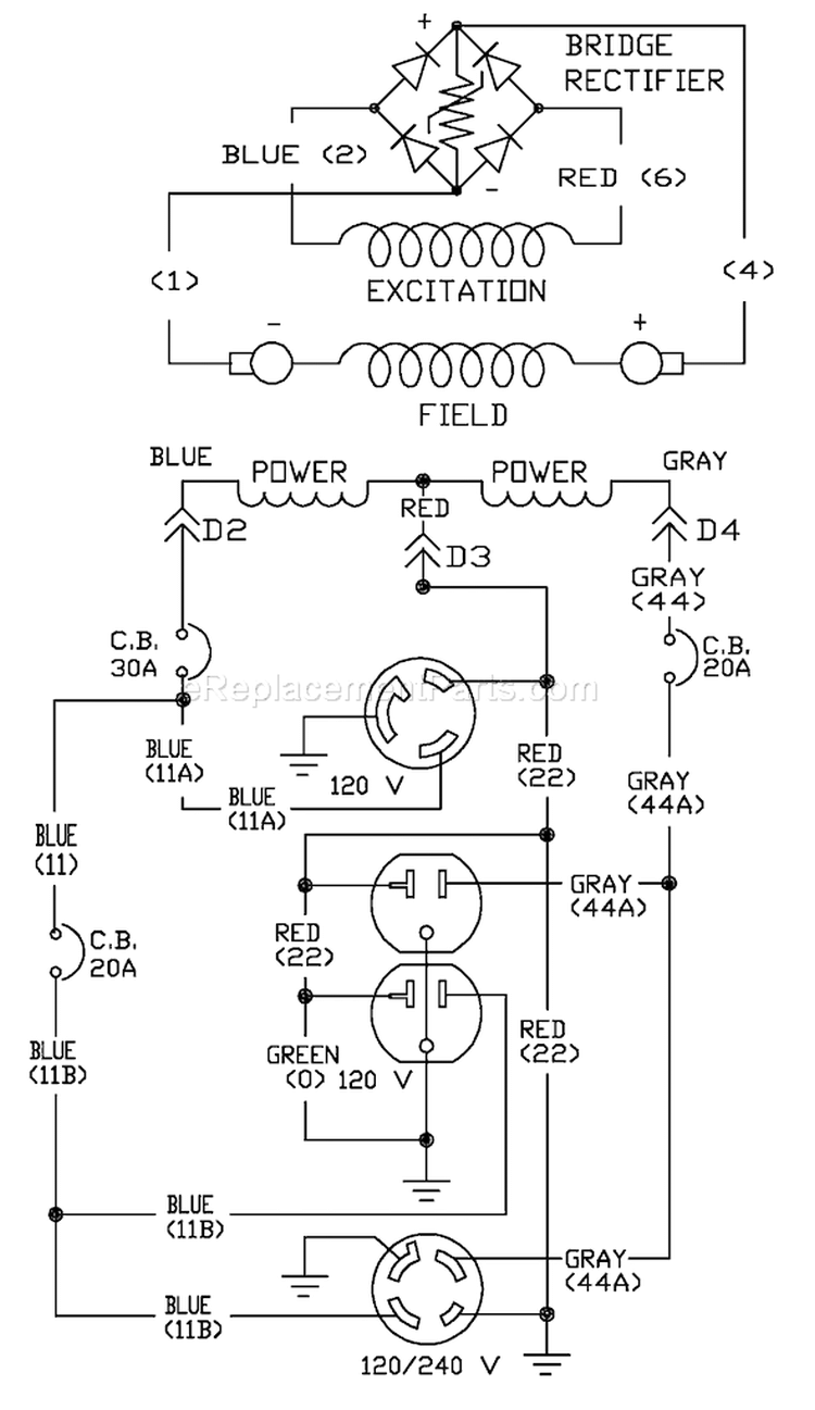 Page D Diagram and Parts List for 1669-0  Briggs and Stratton Generator
